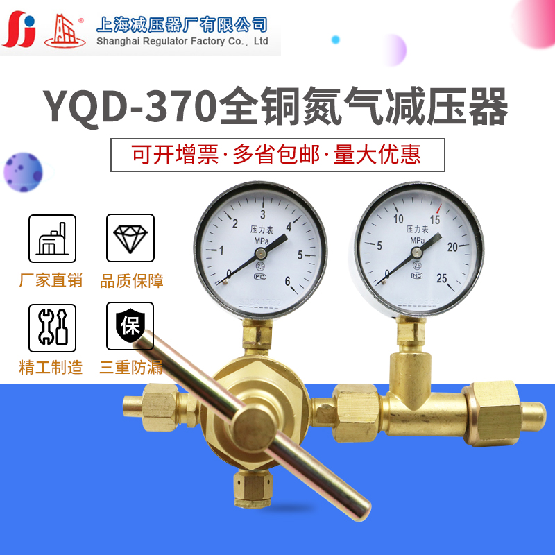 Y-370D氮气减压器气氢气高压减压阀Q空调打氧压调压阀25*6压力表 - 图3