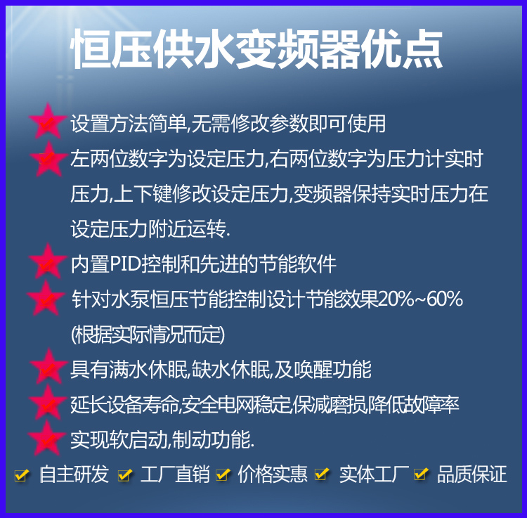 恒压供水变频器增压泵专用0.75-11KW单相220伏三相380V自吸潜水泵