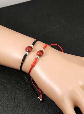 清新百搭相思豆手链伪装学渣贺朝谢俞款天然红豆红绳闺蜜情侣手链