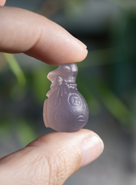 天然紫罗兰玛瑙帝王紫钱袋吊坠