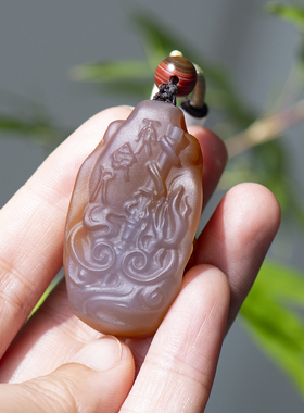 天然红玛瑙精工雕刻大圣归来吊坠挂件项链孙悟空佛牌生宵猴美猴王