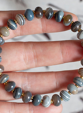 天然天珠缠丝玛瑙手链手串老形算盘珠一线药师女民族风闺蜜包邮