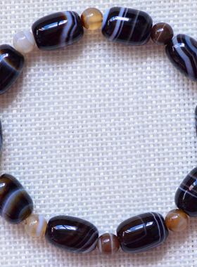 天然缠丝玛瑙手链老形桶民族风