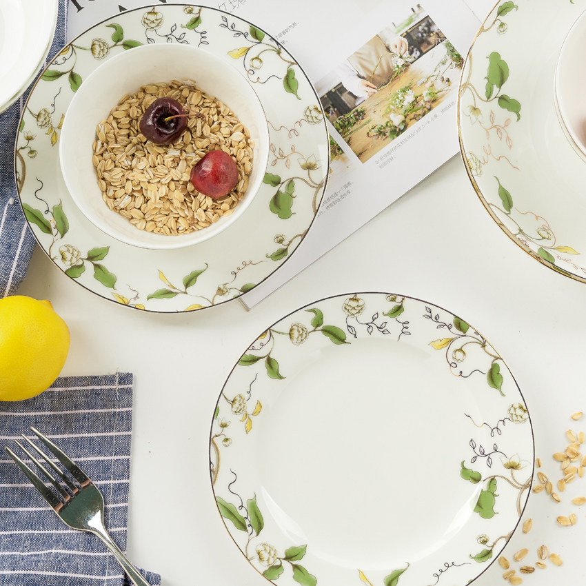 金岚玉唐山骨瓷碗碟盘子套碗香榭丽舍28头餐具套装乔迁送礼包邮,淘宝优惠券,粉丝福利购,淘宝优惠卷