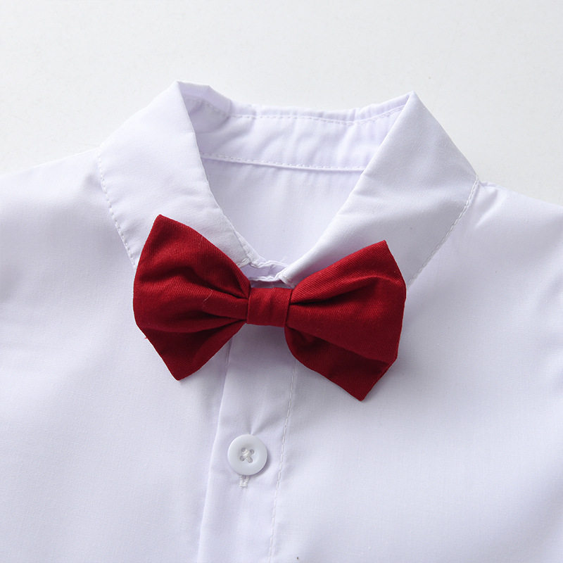 男童参加婚礼服装宝宝红色抓周礼服套装生日宴会花童西服春秋夏款