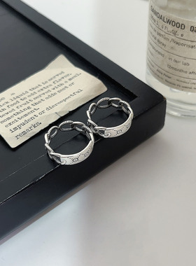 通体s925纯银复古戒指女ins个性