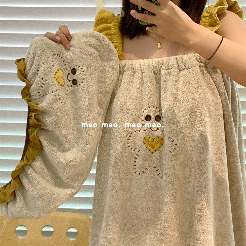 可穿浴巾女ins日系可爱珊瑚绒加厚吸水成人洗澡裹巾吊带浴裙家用,淘宝优惠券,粉丝福利购,淘宝优惠卷