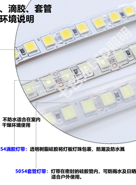 LED灯带5054超高亮120灯无频闪家用贴片滴胶白光套管防水室内装饰