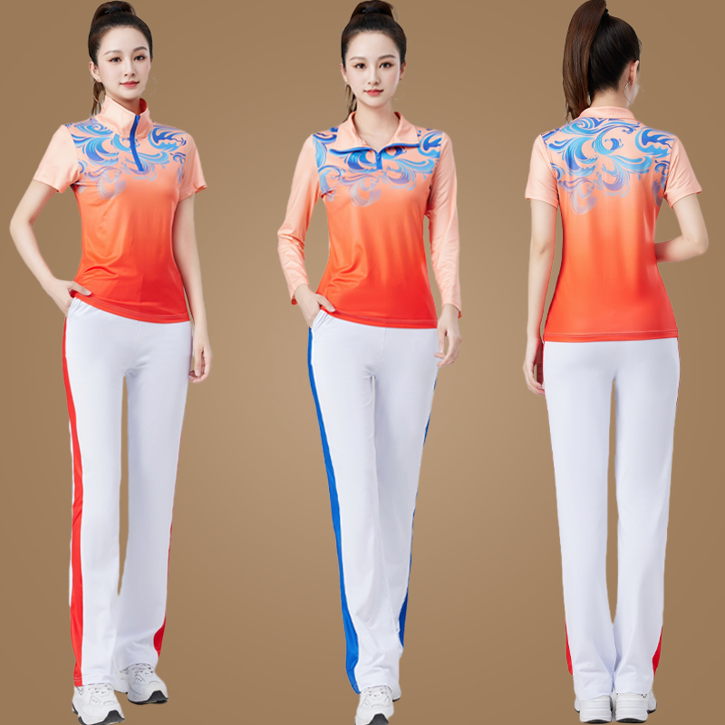 春夏季新款健身操团体跳舞衣广场舞服装运动套装短袖舞蹈演出服女,淘宝优惠券,粉丝福利购,淘宝优惠卷