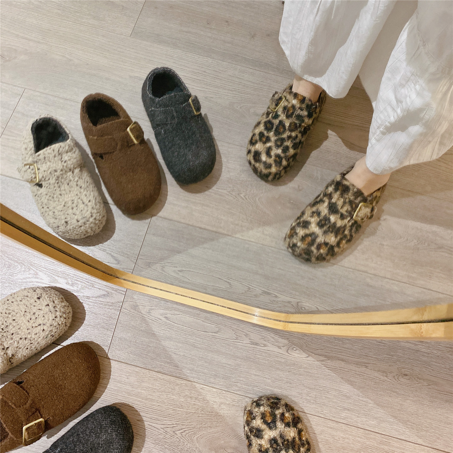 保暖毛毛鞋厚底搭扣勃肯鞋女2025冬季新款韩版加绒内增高单鞋棉鞋 - 图2