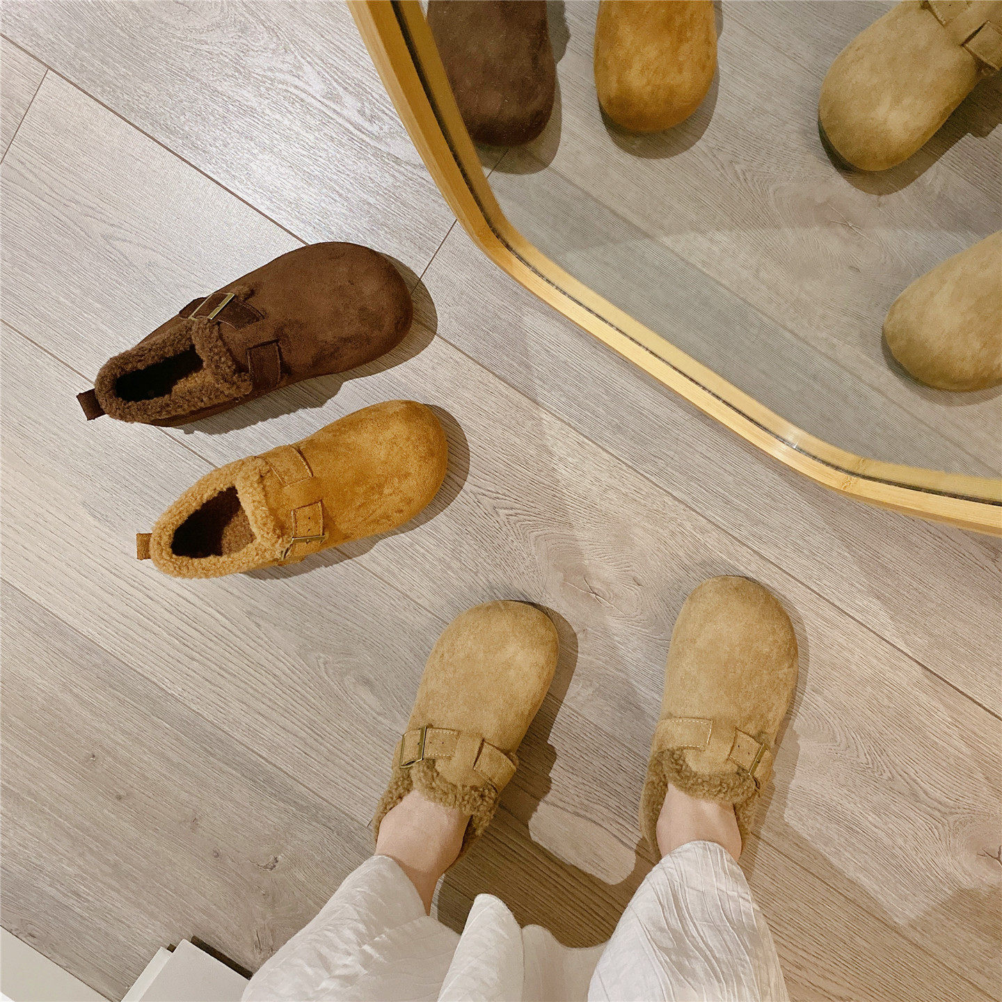 复古毛毛鞋勃肯鞋内增高百搭单鞋女乐福鞋2025冬季新款加绒棉鞋女,淘宝优惠券,粉丝福利购,淘宝优惠卷