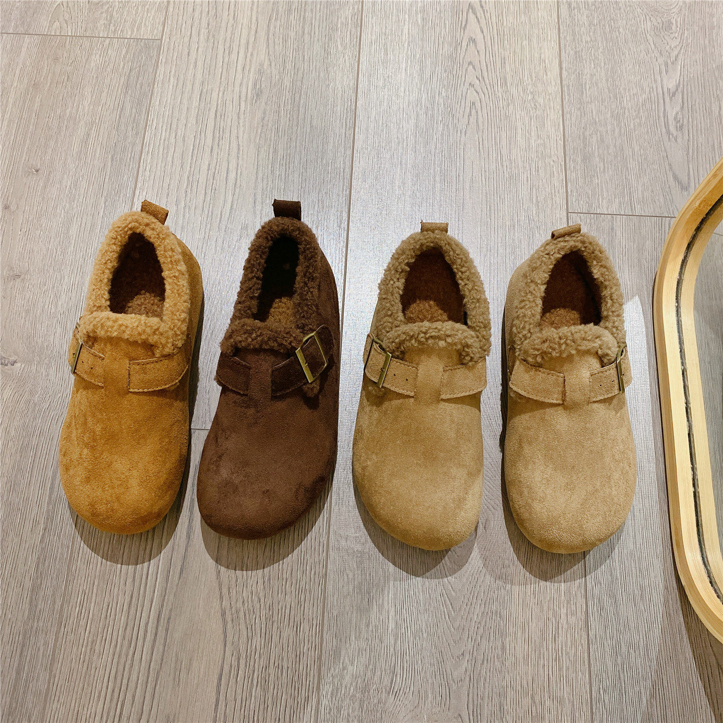 复古毛毛鞋勃肯鞋内增高百搭单鞋女乐福鞋2025冬季新款加绒棉鞋女,淘宝优惠券,粉丝福利购,淘宝优惠卷