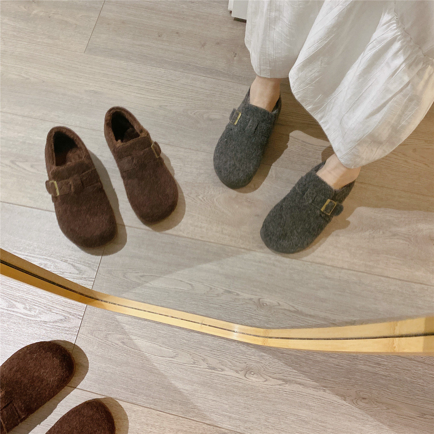 复古勃肯鞋毛毛鞋英伦风百搭单鞋女乐福鞋2025冬季新款加绒棉鞋女,淘宝优惠券,粉丝福利购,淘宝优惠卷