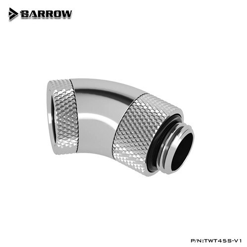 Barrow G1/4 45度 双旋转转接座 旋转弯头 TWT45S-V1  亮银 银色 - 图2