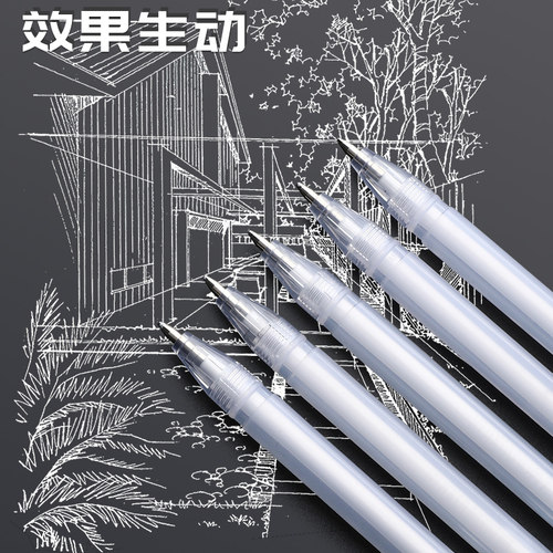 白色高光笔绘画笔手绘漫画美术生素描彩色高光白色金色银色动漫设计黑底写白字线勾线笔高光绘画笔美术 - 图2