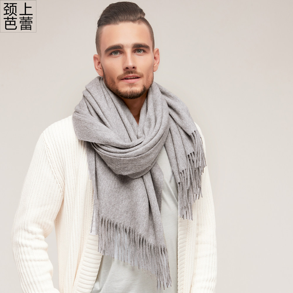 水波纹羊绒围巾披肩外搭女秋冬季高级感 新款韩版百搭加厚男围脖,淘宝优惠券,粉丝福利购,淘宝优惠卷