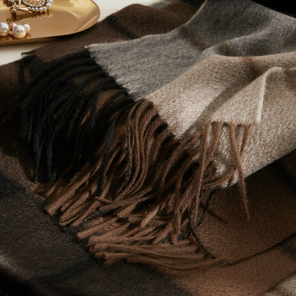 日系订单 100%羊绒围巾披肩女秋冬美拉德色系男士格子轻奢潮保暖,淘宝优惠券,粉丝福利购,淘宝优惠卷