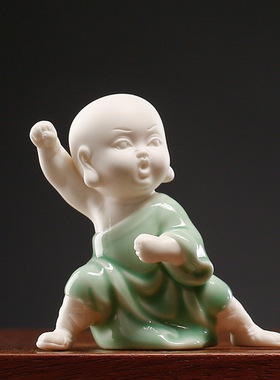 功夫小和尚紫砂茶宠精品可养茶玩茶桌茶台装饰品禅意陶瓷家居