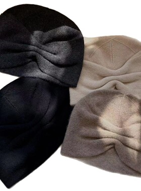 纯山羊绒扭结包头贝雷帽保暖
