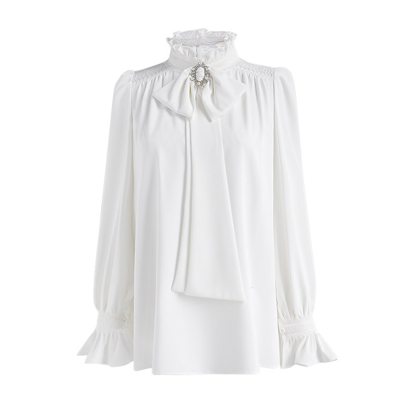 泡泡袖雪纺粉红大布娃娃2021白衬衫 粉红大布娃娃衬衫