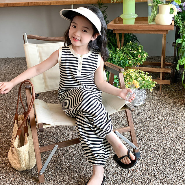 Girls suit summer fashion striped two-piece set