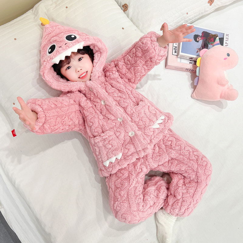 女童冬季加厚睡衣套装小童宝宝三层夹棉儿童冬款珊瑚绒加绒家居服,淘宝优惠券,粉丝福利购,淘宝优惠卷