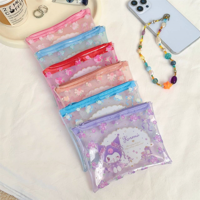 Multifunctional PVC cartoon transparent color jelly bag, toiletry bag storage bag, makeup bag 11.5*14.5cm