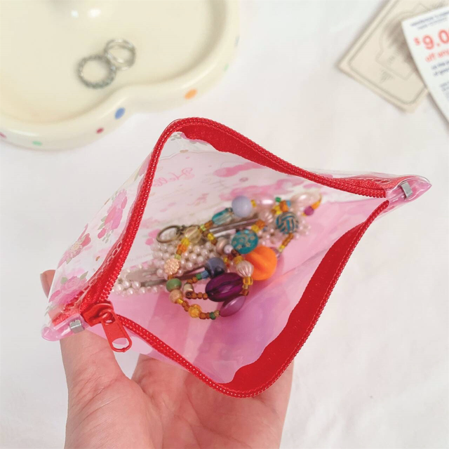 Multifunctional PVC cartoon transparent color jelly bag, toiletry bag storage bag, makeup bag 11.5*14.5cm