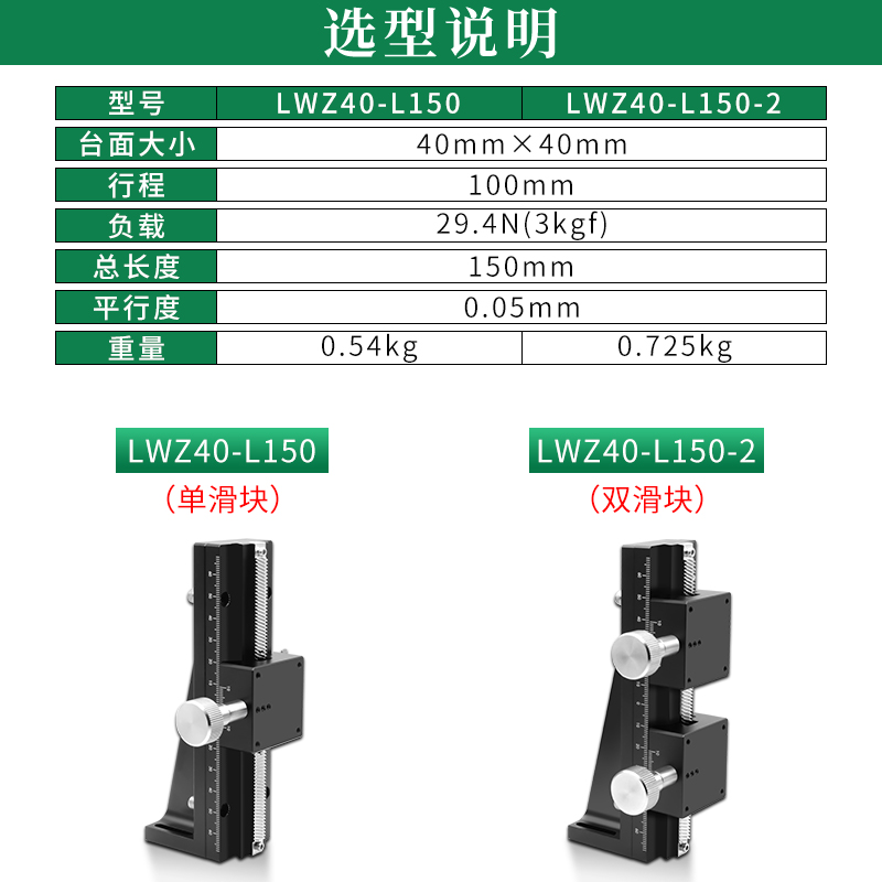 LWZ轴长行程燕尾槽型可升降手动精密降旋位移微调Z轴滑块滑台模块-图1