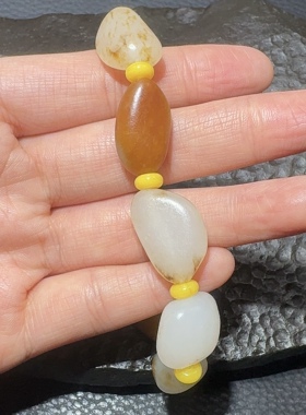 新疆和田玉籽料原石手串男女款白玉籽料苏工手链手串原独籽玉珠子