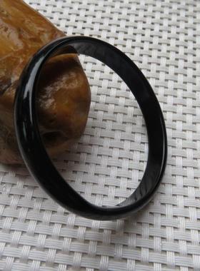 窄细条黑玛瑙玉镯子少女简约时尚