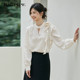 Bagpipe spring new pullover chiffon shirt for women, elegant commuting temperament shirt, ສາມມິຕິລະດັບດອກ niche ເທິງແຂນຍາວ