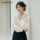 Bagpipe spring new pullover chiffon shirt for women, elegant commuting temperament shirt, ສາມມິຕິລະດັບດອກ niche ເທິງແຂນຍາວ