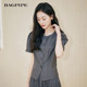 Bagpipe 2025 Autumn New Round Neck French Temperament Shirt Women's Fashionable and Versatile Slim Short-Sleeved Tops for Women Commuting