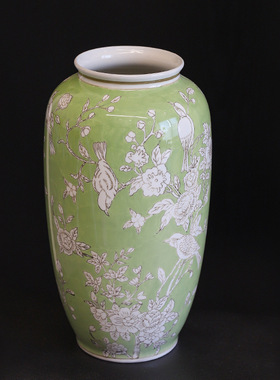 新中式陶瓷花瓶青花瓷高级感萝卜瓶手绘釉下彩客厅软装水培插花瓶