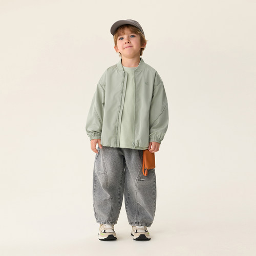 马克珍妮挺括有型男女童牛仔弯刀裤宝宝裤子2026年春装新款560035 - 图0