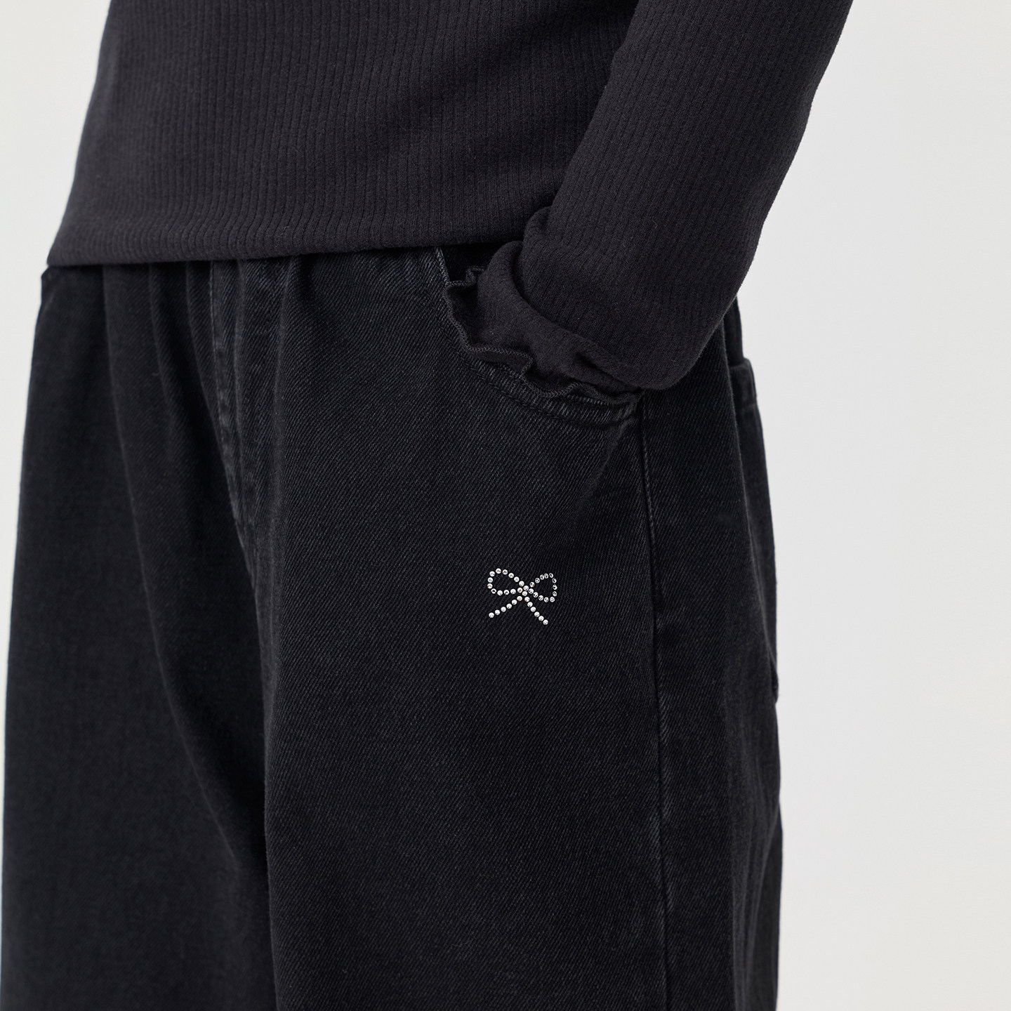 马克珍妮女童烫钻蝴蝶结阔腿牛仔裤儿童裤子2025年秋装新款551381,淘宝优惠券,粉丝福利购,淘宝优惠卷