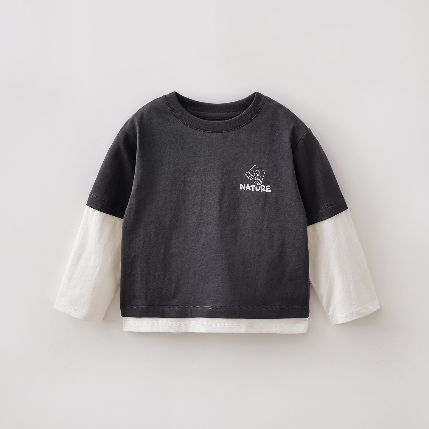 【所有女生直播间】马克珍妮户外露营男童纯棉假两件T恤 宝宝上衣