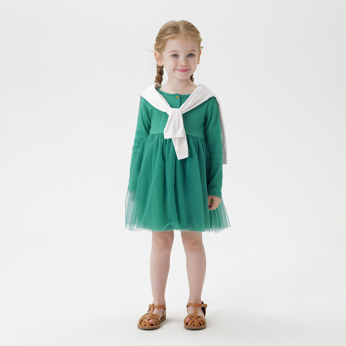 马克珍妮女童针织网纱拼接连衣裙 儿童裙子2025春秋装童装550919,淘宝优惠券,粉丝福利购,淘宝优惠卷