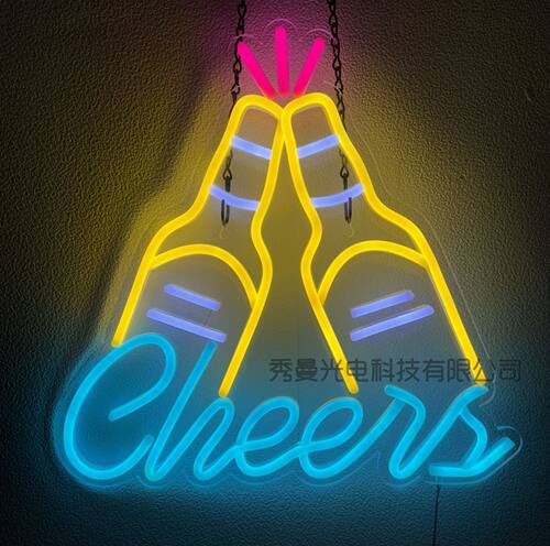CHEERS NEON SIGNS 干杯霓虹灯 亚马逊同款透明啤酒杯灯牌 亚克力 - 图2