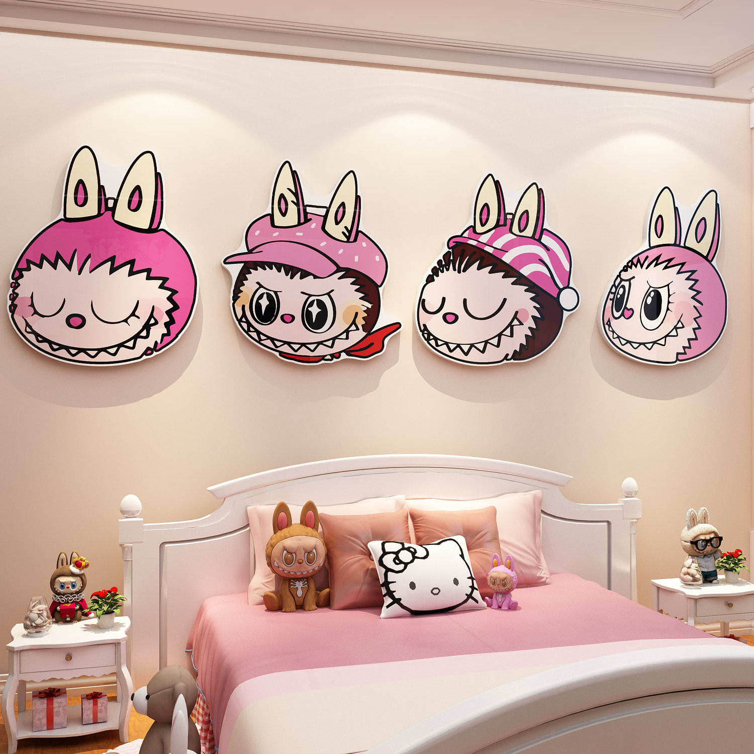labu拉布儿童房间打卡布置墙装饰女孩卧室入户门贴纸床头海报挂牌,淘宝优惠券,粉丝福利购,淘宝优惠卷