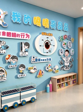 眼镜店防控视力文化墙贴