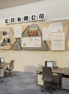 毛毡板企业文化墙贴面办公司告栏室氛围装饰员工风采荣誉展示照片