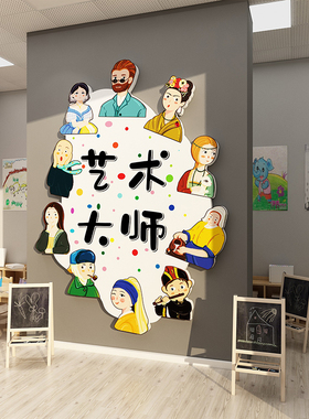 画工室氛围布置美术教室墙面装饰幼儿园环创主题墙成品环境文化贴