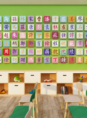 幼儿园百家姓挂图画环创墙面装饰托管班大厅形象主题成品机构布置