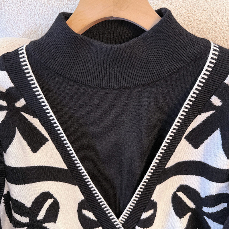 280斤特大码女装胖mm秋冬新款假两件显瘦时尚200百搭高领毛衣上衣,淘宝优惠券,粉丝福利购,淘宝优惠卷