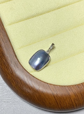 小魔方吊坠海水马贝S925银万能开合扣素银简单包边日常百搭叠戴