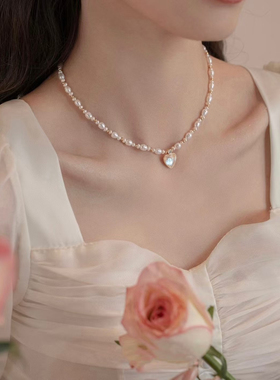 洛可可风格海水马贝珍珠S925银淡水珍珠项链设计款萝莉高级小众