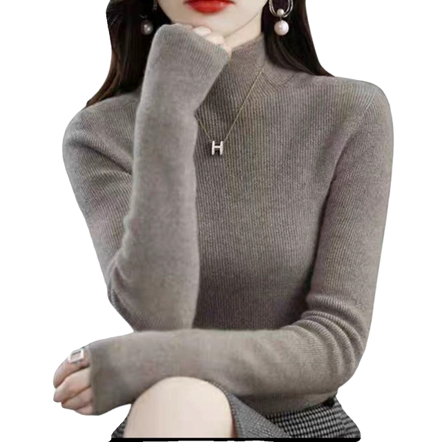 Xuefei sheep knitted sleeve half-high round neck inner base