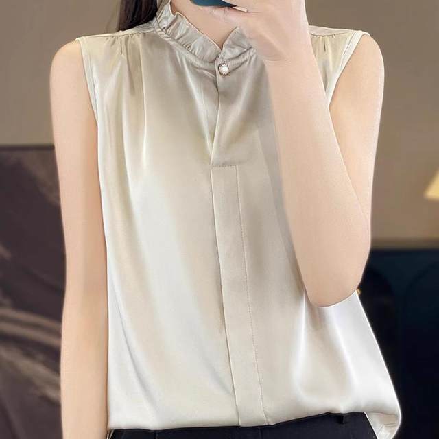 Women's summer premium french sleeveless shirt